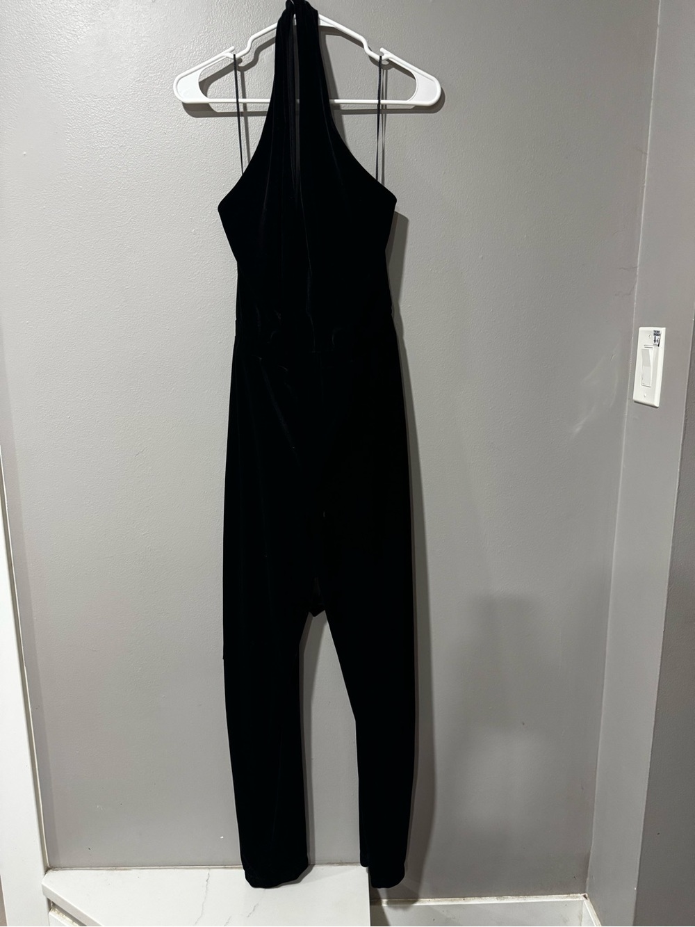 Banana Republic Black Halter Velvet Jumpsuit